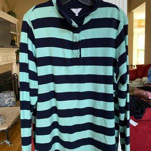 Crown & Ivy Rugby Pullover- Navy & Teal